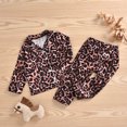 thumbnail image 3 of Fortune Boy Girl Pajamas Set Leopard Print Long/Short Sleeve Tops+Shorts/Pants, 3 of 3