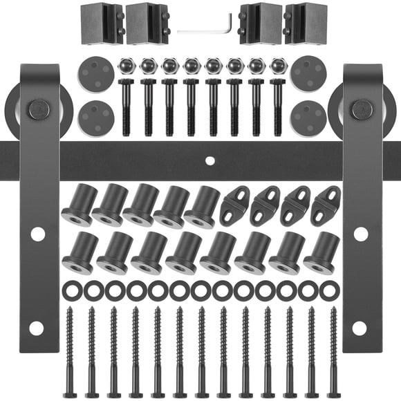VEVOR Sliding Barn Door Hardware Kit, 16ft Barn Door Kit, 330lbs Load-Bearing Double Barn Door Hardware Kit, Carbon Steel Barn Door Track, Darn Door for 1.37-1.77" Thickness & 8ft Wide Door Panel