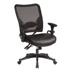 Leather Seat and Air Grid Back Managers Office Chair in Black