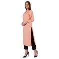 thumbnail image 3 of Bimba Kurta Droite Unie Ethnique Indienne pour Femmes à Col Mandarin avec Encolure Plissée en Coton, 3 of 7