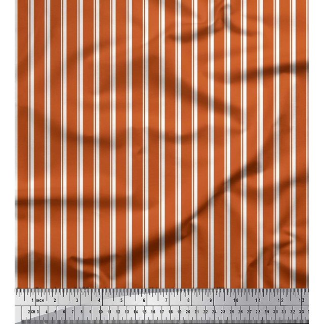 Soimoi Crepe Silk Fabric Striped Stripe Print Fabric by Yard 42 Inch Wide
