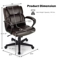 thumbnail image 2 of Costway Executive Leather Office Chair Adjustable Computer Desk Chair w/ Armrest, 2 of 10