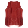 thumbnail image 2 of TiaoBug Gilet à Franges de Cowboy pour Homme Sans Manches Veste Cardigan Hauts Western de Cowboy Rouge m, 2 of 10