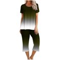 thumbnail image 2 of Offre à Durée Limitée Iumwxz Tenues de Pyjama Décontractées et Fluides Tenues d'Été Mignonnes pour Femmes Imprimé Dégradé Col Rond Manches Courtes Taille Élastique Pantalon Court Tenues pour Femmes Cadeaux de Vacances, 2 of 9