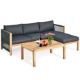 thumbnail image 3 of Gymax 3PCS Patio Acacia Wood Sofa Furniture Set Thick Cushion W/Nylon Rope Armrest, 3 of 8