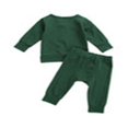 thumbnail image 3 of 2Pcs Toddler Outfits  Solid-Color Long-Sleeves Top + Elastic-Waist Pants MHXX, 3 of 6