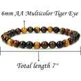 thumbnail image 2 of Bracelet Extensible en Perles Rondes de 6 mm en Oeil de Tigre Multicolore Naturel de Qualité AA 7 Pouces Unisexe, 2 of 5