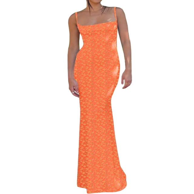 Robe Longue Maxi Sans Manches à Bretelles Spaghetti Découpée à Imprimé Floral pour Femmes