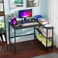 thumbnail image 2 of FDW L-Shaped Gaming Desk 43 Inch Corner Desks, Reversible Side Storage Shelves Metal Frame PC Work Table for Home Office Dorm Sturdy Writing, Black, 2 of 7