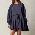thumbnail image 3 of Pisexur Robe Chandail Surdimensionnée pour Femmes, Col Rond, Manches Longues, Patchwork, Robe d'Automne, Chandail à Enfiler, Hauts Amples et Fluides, Robe Chandail, Mini-Robe, 3 of 8