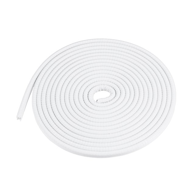 Unique Bargains Car Door Edge Guard 16.4ft U Shape Rubber Edge Trim Seal Strip Protector in white, coiled neatly. Made of durable PVC and iron, it offers universal fit for cars, trucks, SUVs, RVs, ATVs, UTVs, and boats. Designed to protect edges, reduce body gaps, and prevent scratches while adding a sporty look. Flexible and easy to install without adhesive, it can be bent and cut to fit individual needs.
