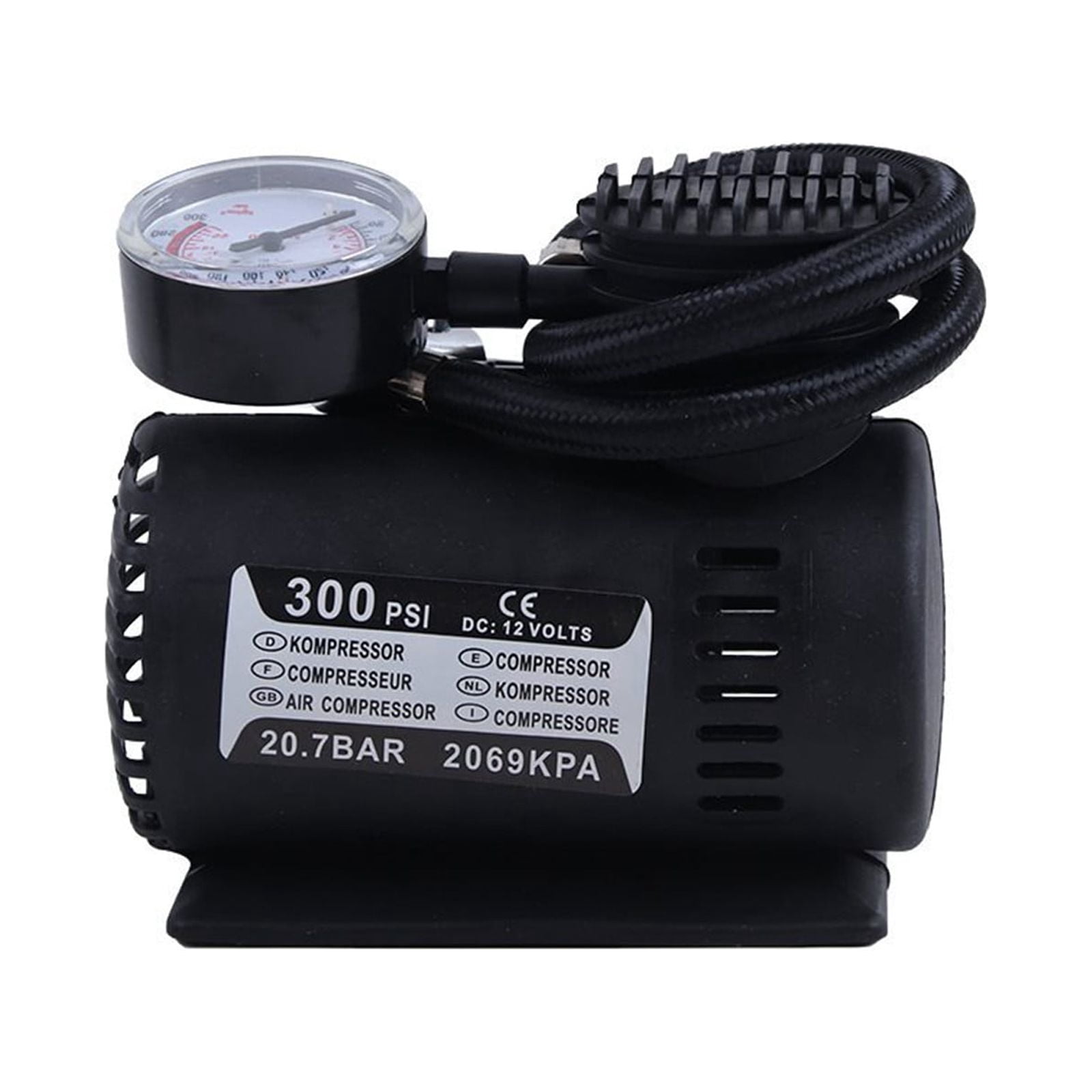 Dadatutu Tire Inflator, 12V Portable Compressor Tire Inflator, Electric Tire Pump with Mechanical Pressure Gauge, Inflator for Car Tires, Motorcycle, Bike, Basketball