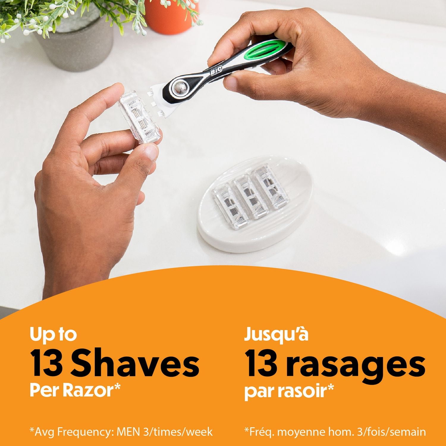 BIC Flex 5 Sensible le rasoir manuel pour hommes, 5 lames rechargeables, rasage confortable, 1 manche et 7 cartouches