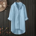 thumbnail image 1 of Weiqiqre Womens Spring Tops Oversized Linen Shirts Blouses Tops Long Sleeve High Low Button Up Shirts, 1 of 4