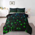 thumbnail image 1 of Erosebridal Green Triangle Bedding Full Comforter Set,Blue and Black Down Comforter,Gradient Geometry Decor,3 Pieces, 1 of 7