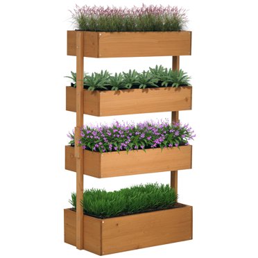 Outsunny 4-Tier Raised Garden Bed with Non-woven Fabric