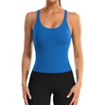 thumbnail image 1 of Charmo Women's Scoop Neck Ribbed Tank Tops Slim Straps Cropped Tops Built in Bra, 1 of 6