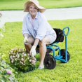 thumbnail image 2 of Costway Chariot de Jardin Roulant Trottinette à Hauteur Réglable avec Siège Pivotant et Rangement pour Outils Bleu, 2 of 10