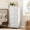thumbnail image 1 of GUNAITO Commode Haute pour Chambre avec 5 Tiroirs Commode Bac de Rangement en Tissu Blanc, 1 of 10