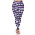 thumbnail image 4 of White Mark PS210-192 Plus Printed Leggings, Navy & Fuchsia - One Size, 4 of 5