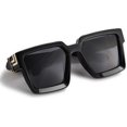 thumbnail image 4 of FEISEDY Retro Flat Top Sunglasses Thick Square Frame Metal Buckle Hip Hop Rapper Men Women B7033, 4 of 5