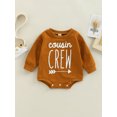 thumbnail image 2 of ZAXARRA Baby Girl Boy Romper, Long Sleeve Round Neck Letters Print Loose Crotch Button Short Romper, 2 of 7