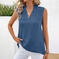 thumbnail image 2 of Timegard Camisoles pour Femmes Été Coton Lin Col en V Sans Manches Légères Décontractées Amples Hauts Blouse, 2 of 7