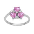thumbnail image 1 of Three Stone 4 MM Pink CZ 925 Sterling Silver Women Heart Ring, 1 of 2