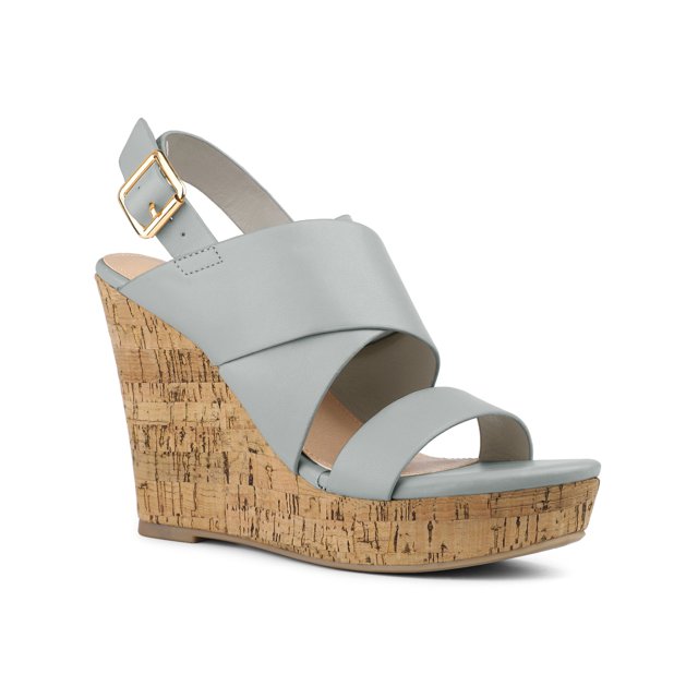 BLISSFUL STEP Sandales à Talons Compensés à Plateforme avec Bride à la Cheville pour Femmes Gris 9