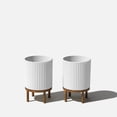 thumbnail image 2 of Veradek Mason Series Raised Demi 12" Plastic-Stone Planter with Stand - 2-Pack White/Brown, 2 of 10