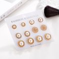thumbnail image 4 of 6 Pairs Stud Earrings Set Fashion Fake Pearl Earring Set Crystal Ear Studs, 4 of 10