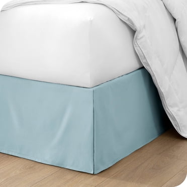 Bare Home Double Brushed Bed Skirt - Premium 1800 Collection - 15-inch Drop - Twin, Light Blue