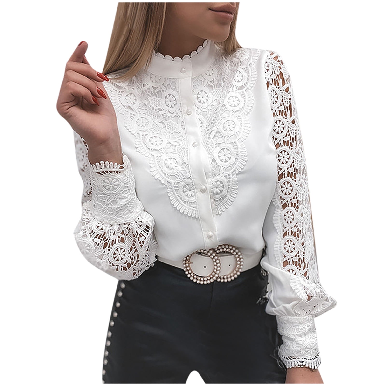 RXIRUCGD Womens Tops Deals Clearance Fashion Women's Lace Long