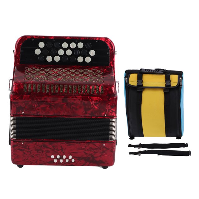 Accordian, Button Accordian Stainless Steel 22 Key 8 Bass Accordion Accordion Reed Instrument For Professionals For Beginner Red,Dark Blue