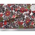 thumbnail image 2 of Soimoi Rayon Fabric Leaves & Floral Artistic Print Sewing Fabric Yard 56 Inch Wide, 2 of 4