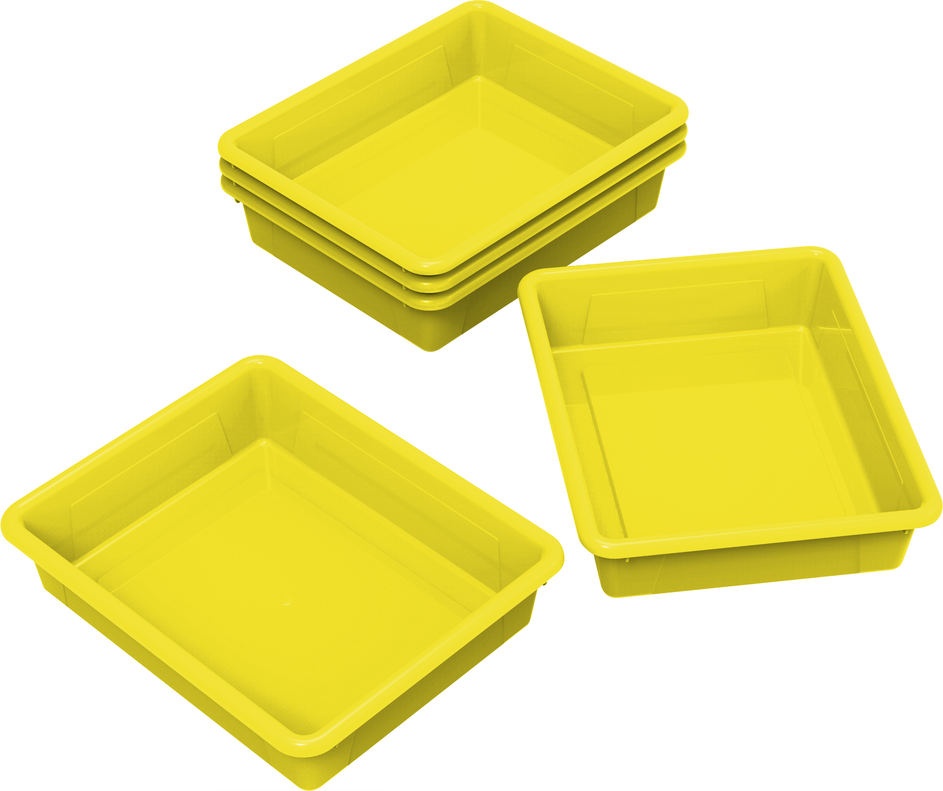 Storex Plateau de Rangement Plat, Format Lettre, 10 x 13 x 3 Pouces, Jaune, Lot de 5