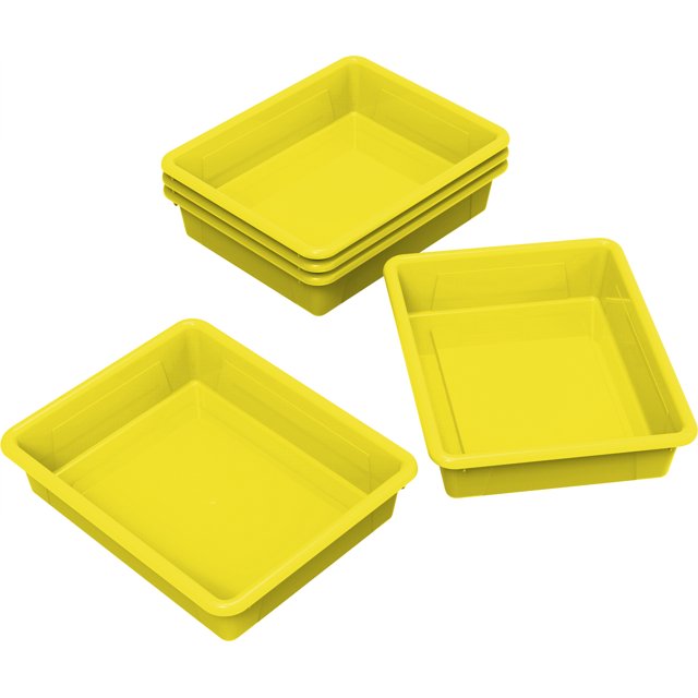 Storex Plateau de Rangement Plat, Format Lettre, 10 x 13 x 3 Pouces, Jaune, Lot de 5