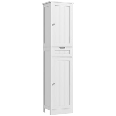 HOMCOM Tall Bathroom Storage Cabinet with Doors, Drawer, Adjustable Shelf
