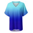 thumbnail image 3 of Blouses pour Femmes Mode Décontractée Dégradé Col en V Manches Courtes T-shirt Ample, 3 of 6