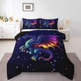 thumbnail image 2 of Erosebridal Cartoon Dragon Bedding Full Comforter Set, Dreamy Galaxy Down Comforter, Gradient Animal Decor , Reversible, 2 of 7