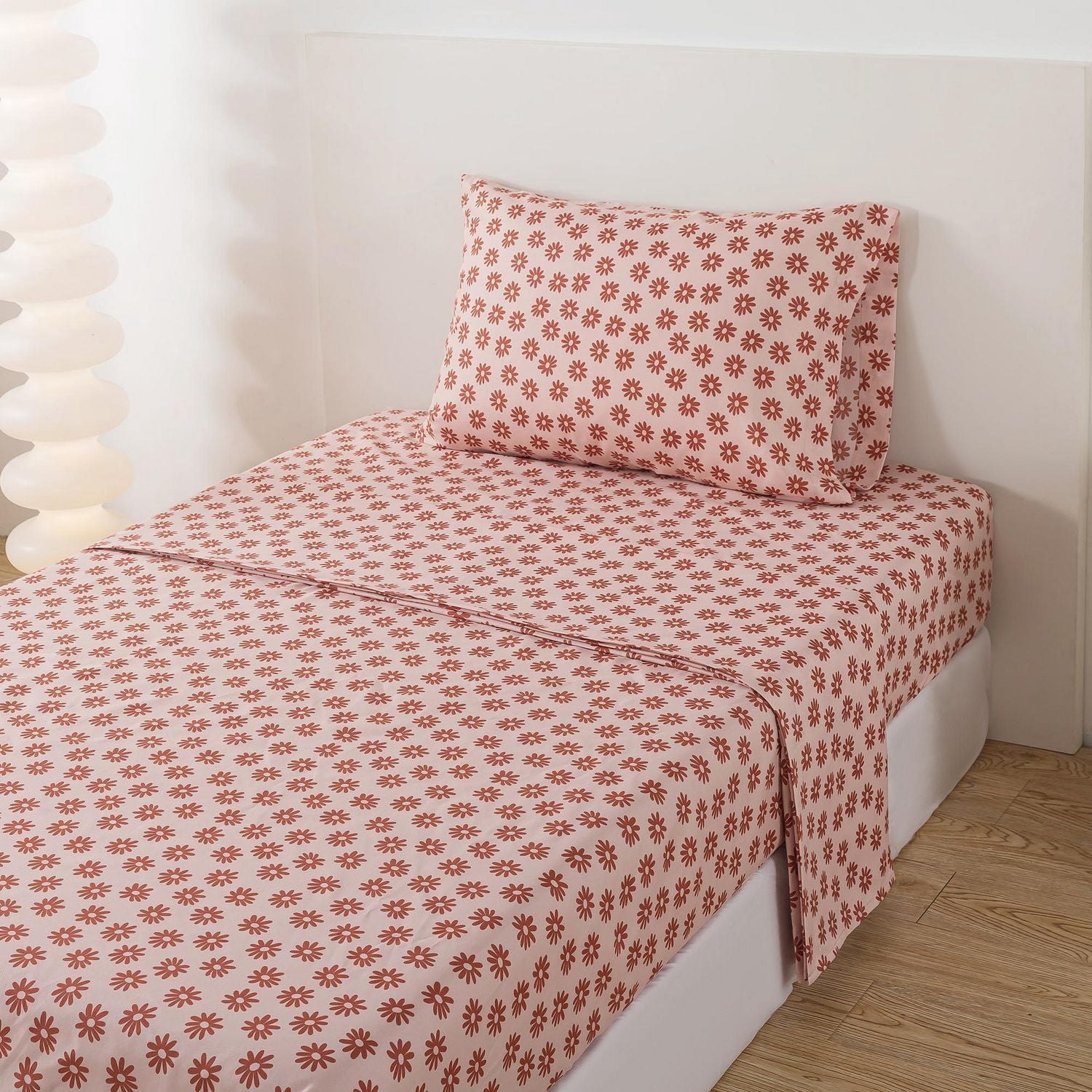 Mainstays – Ensemble de literie tout-en-un réversible avec couette et draps, 5 pièces, format simple très grand (Twin XL), rose blush