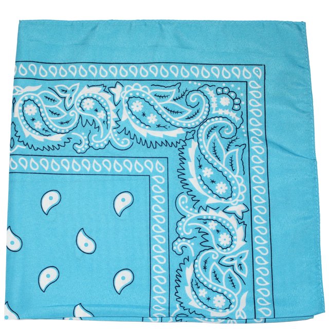Set of 120 Mechaly Paisley Polyester Bandanas - Bulk Wholesale (Turquoise)