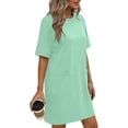 thumbnail image 3 of ShomPort Robe T-Shirt d'Été pour Femme Décontractée à Manches Courtes, Col Rond, Basique, Ample, Mini, avec Poches, 3 of 6