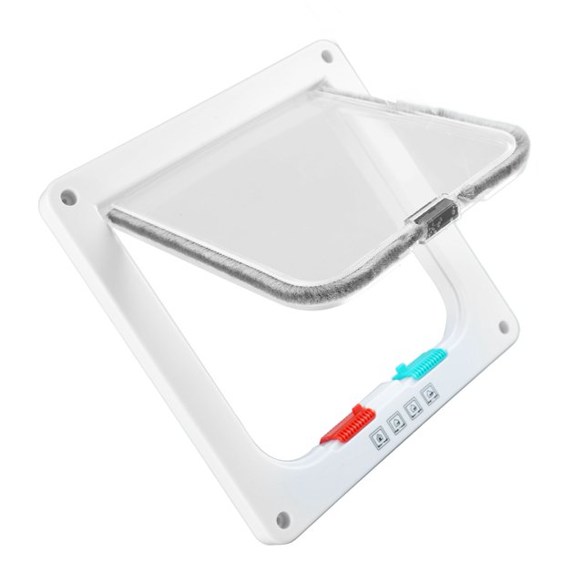 Porte Rabattable pour Chat, Déflecteur Transparent Blanc Verrouillable Intérieur Extérieur pour Fenêtre
