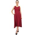 thumbnail image 1 of Bimba Women's Designer Rayon Dress With Pockets Solid Maroon Maxi With Scarf - 10, 1 of 6
