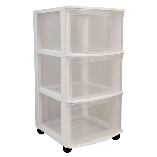 Gracious Living 3 Drawer Cart White with Clear Drawers