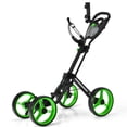 thumbnail image 1 of Gymax Chariot Poussé de Golf Pliant à 4 Roues avec Poignée Réglable Frein à Pied Vert, 1 of 10