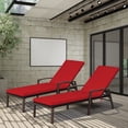 thumbnail image 4 of Costway 2PCS Patio Rattan Lounge Chair Chaise Recliner Back Adjustable Cushioned Red, 4 of 10