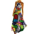 thumbnail image 2 of SMihono Robe Maxi Bohème d'Été pour Femmes Grande Taille Mode Décontractée d'Été Sans Manches à Col Rond Robe Imprimée à Col Licou à Fermeture Éclair Robe pour Femme Longue Plissée Robes Plage Évasée Robe d'Été, 2 of 9