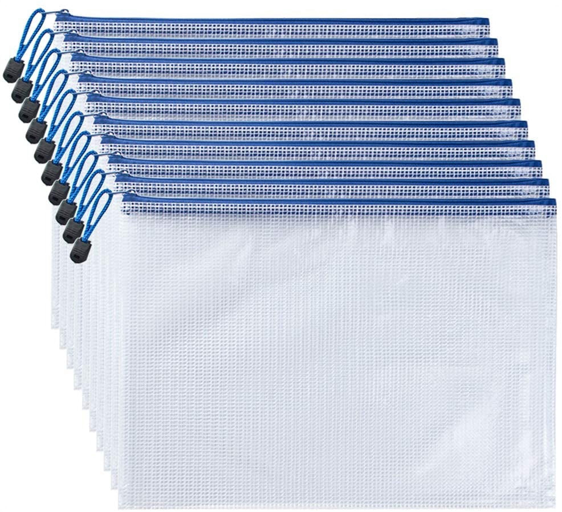 10 Pcs Sacs à Fermeture Éclair, Pochette à Fermeture Éclair, Sac de Documents en PVC Dossiers à Fermeture Éclair